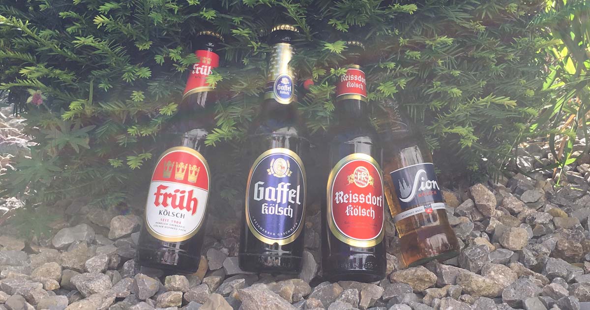 Kölsch, ist das Bier der Domstadt. Es darf nur in Köln und Umgebung gebraut werden. Auf dem Bild sind die Kölsch-Brauerein Gaffel, Früh, Reissdorf und Sion abgebildet